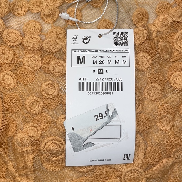 NWT Zara sheer floral mesh top-size Medium - Picture 5 of 6